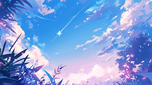 动漫天空梦幻云彩桌面壁纸-奈落语