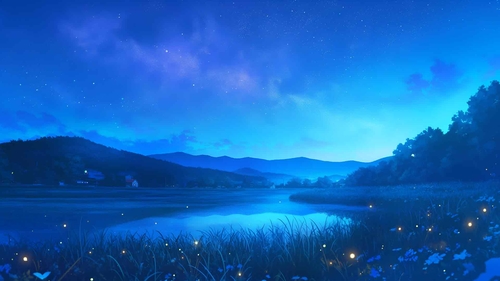 月光湖宁静的夜晚桌面壁纸-奈落语