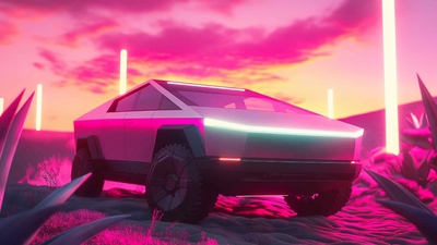 CYBER​​TRUCK 粉色艺术桌面壁纸-奈落语