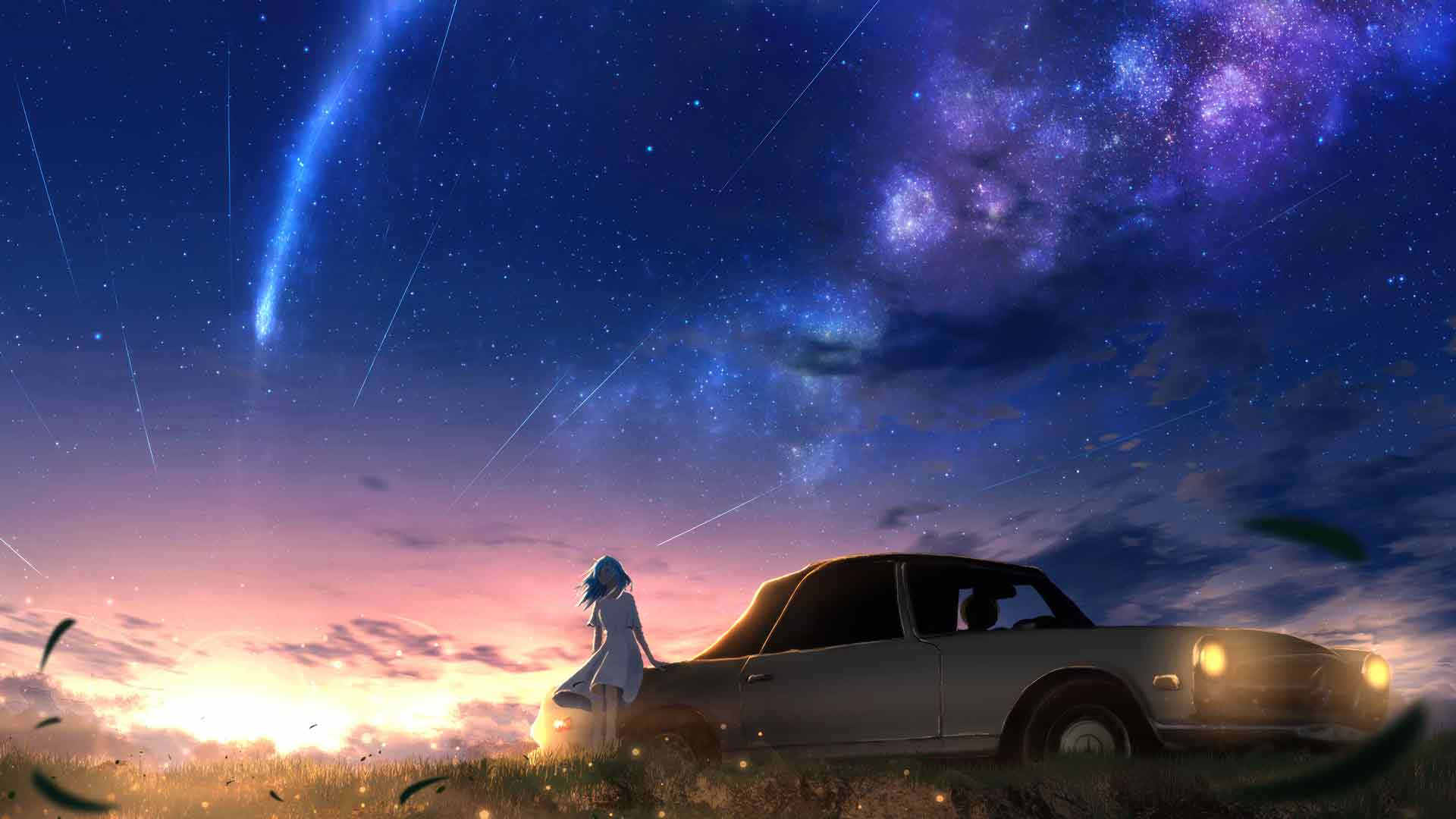 流星下的动漫女孩梦幻汽车-奈落语