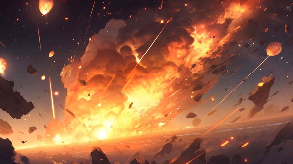 地球上的小行星爆炸桌面壁纸-奈落语