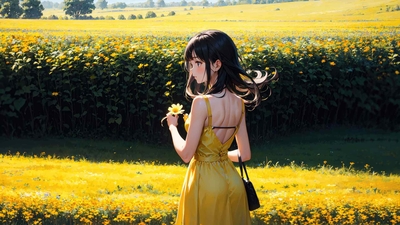 动漫女孩穿着黄色衣服-奈落语