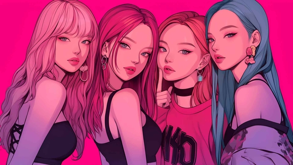 BLACKPINK 组合可爱的 K-POP 桌面壁纸-奈落语