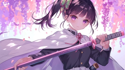 KANAO TSUYURI 鬼灭之刃粉色剑桌面壁纸-奈落语