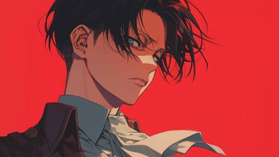 AOT 利维·阿克曼 红色 桌面壁纸-奈落语