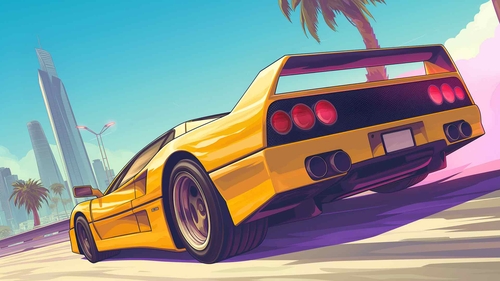 黄色跑车GTA Vibes桌面壁纸-奈落语