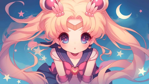 美少女战士 Chibi 粉红星月光桌面壁纸-奈落语