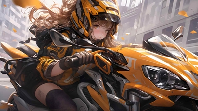 科幻动漫女孩摩托车 4K壁纸-奈落语