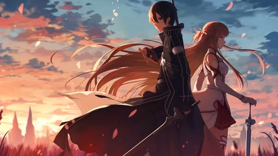 刀剑神域 KIRITO ASUNA 动漫桌面壁纸-奈落语