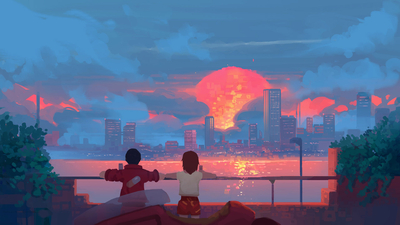 动漫夕阳 唯美 动漫情侣 动漫艺术 情侣-奈落语
