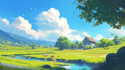 山地聚落风景桌面壁纸-奈落语