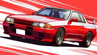 红色日产SKYLINE R32桌面壁纸-奈落语