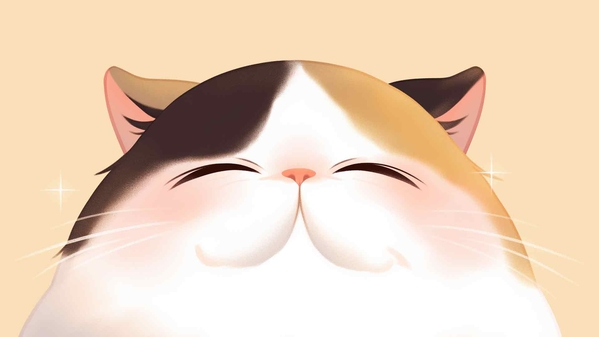 可爱的猫脸快乐桌面壁纸-奈落语