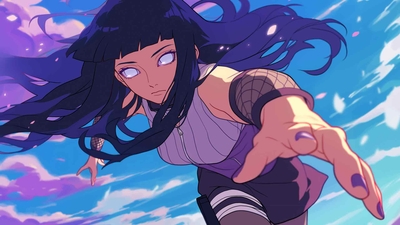 火影忍者 HINATA HYUGA 蓝色桌面壁纸-奈落语