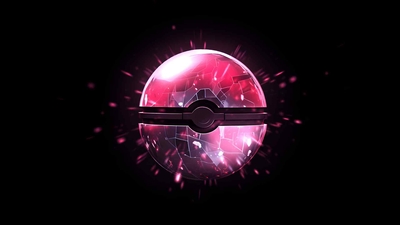 神奇宝贝 POKEBALL 黑色桌面壁纸-奈落语