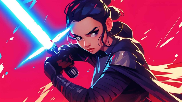 雷伊与蓝色 KYLO REN 光剑 星球大战 壁纸-奈落语
