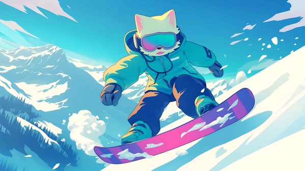 单板滑雪猫山冒险桌面壁纸-奈落语