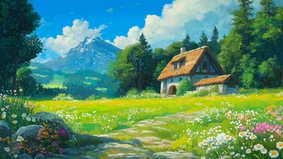 吉卜力山间小屋桌面壁纸-奈落语