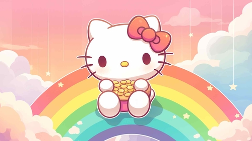 Hello Kitty 与饼干桌面壁纸-奈落语