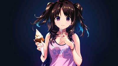 动漫女孩冰淇淋甜筒壁纸-奈落语