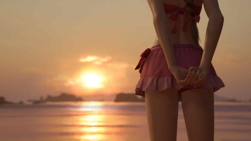 夕阳，海边，比基尼美女，背影，美腿，美女桌面壁纸图片-奈落语