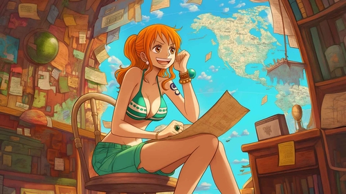 娜美 地图 房间 海贼王 桌面壁纸-奈落语