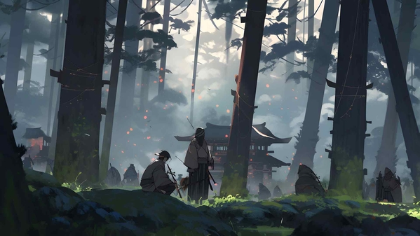 武士聚居地森林桌面壁纸-奈落语