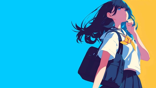极简主义动漫女孩活力背景壁纸-奈落语