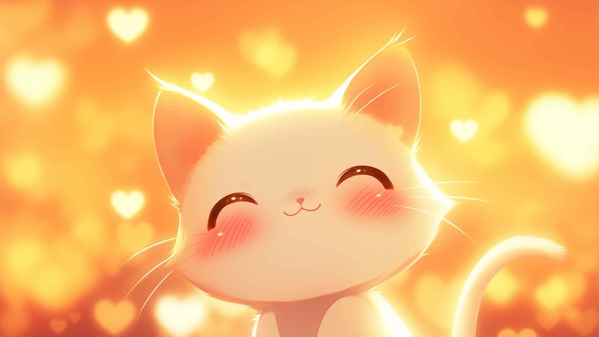 甜蜜小猫金心桌面壁纸-奈落语