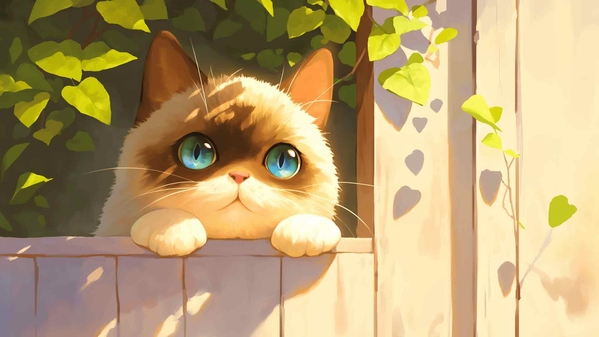 蓝眼睛的可爱猫咪桌面壁纸-奈落语