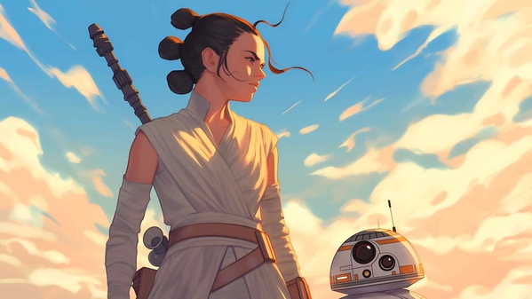 雷伊和 BB-8 星球大战壁纸-奈落语