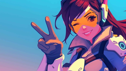 守望先锋 D.Va 和平标志桌面壁纸-奈落语