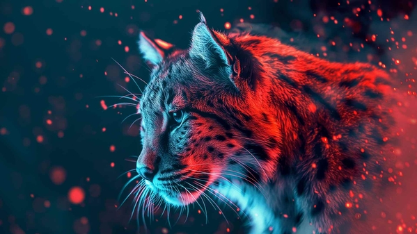 霓虹山猫夜间狩猎桌面壁纸-奈落语