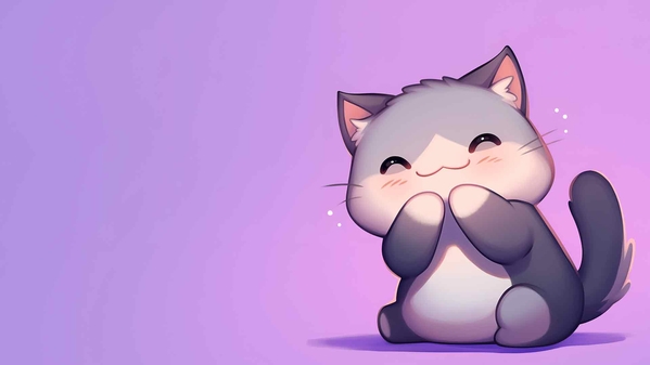 可爱的猫紫色桌面壁纸-奈落语