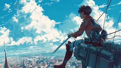 AOT EREN JAEGER 城市风景桌面壁纸-奈落语