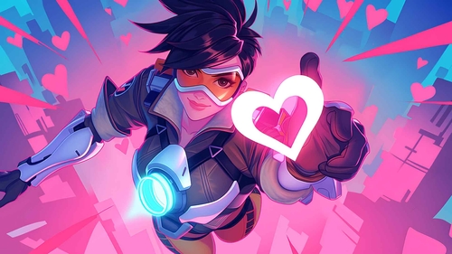 TRACER 守望先锋情人节桌面壁纸-奈落语