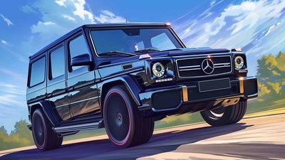 黑色 G-WAGEN 在路上桌面壁纸-奈落语