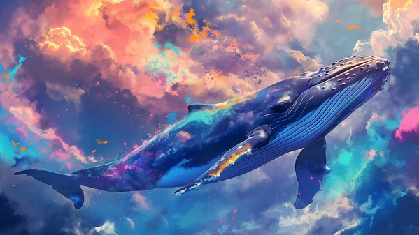 宇宙鲸鱼天空艺术桌面壁纸-奈落语