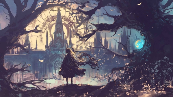 城堡魔幻神秘少女桌面壁纸-奈落语