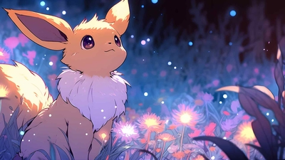 精灵宝可梦 EEVEE 美学之夜桌面壁纸-奈落语
