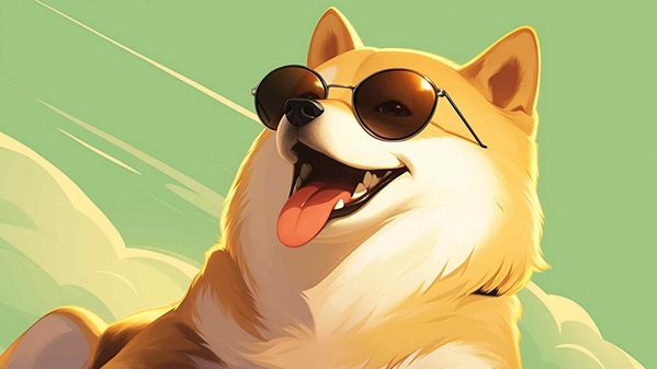 酷 DOGE 太阳镜绿色桌面壁纸-奈落语