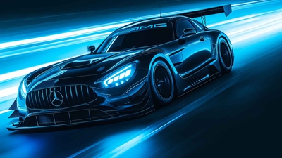 梅赛德斯 AMG GT3 速度模糊桌面壁纸-奈落语