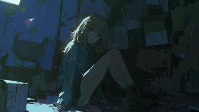 黑暗中的孤独动漫女孩桌面壁纸-奈落语