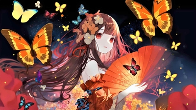 动漫女孩蝴蝶壁纸-奈落语