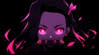 祢豆子发光的眼睛恶魔杀手 GIF 桌面壁纸-奈落语