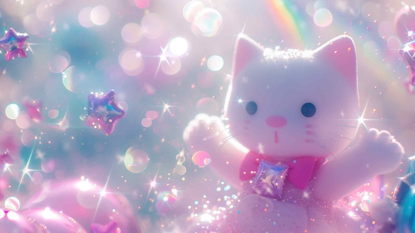 可爱的猫玩具闪光桌面壁纸-奈落语