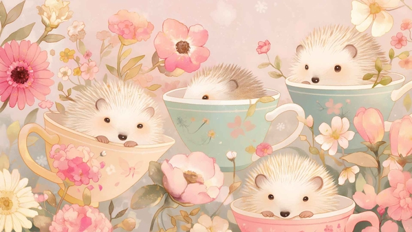 茶杯里的可爱刺猬桌面壁纸-奈落语