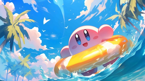 KIRBY 海滩假期桌面壁纸-奈落语