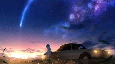 流星下的动漫女孩梦幻汽车-奈落语