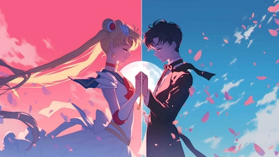 美少女战士和燕尾服假面手牵手壁纸-奈落语
